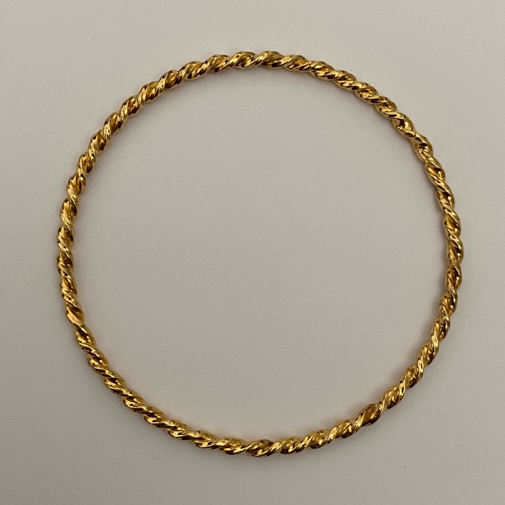 925 Silver handmade 2.5 inches diameter twisted bangle 18k yellow gold plated